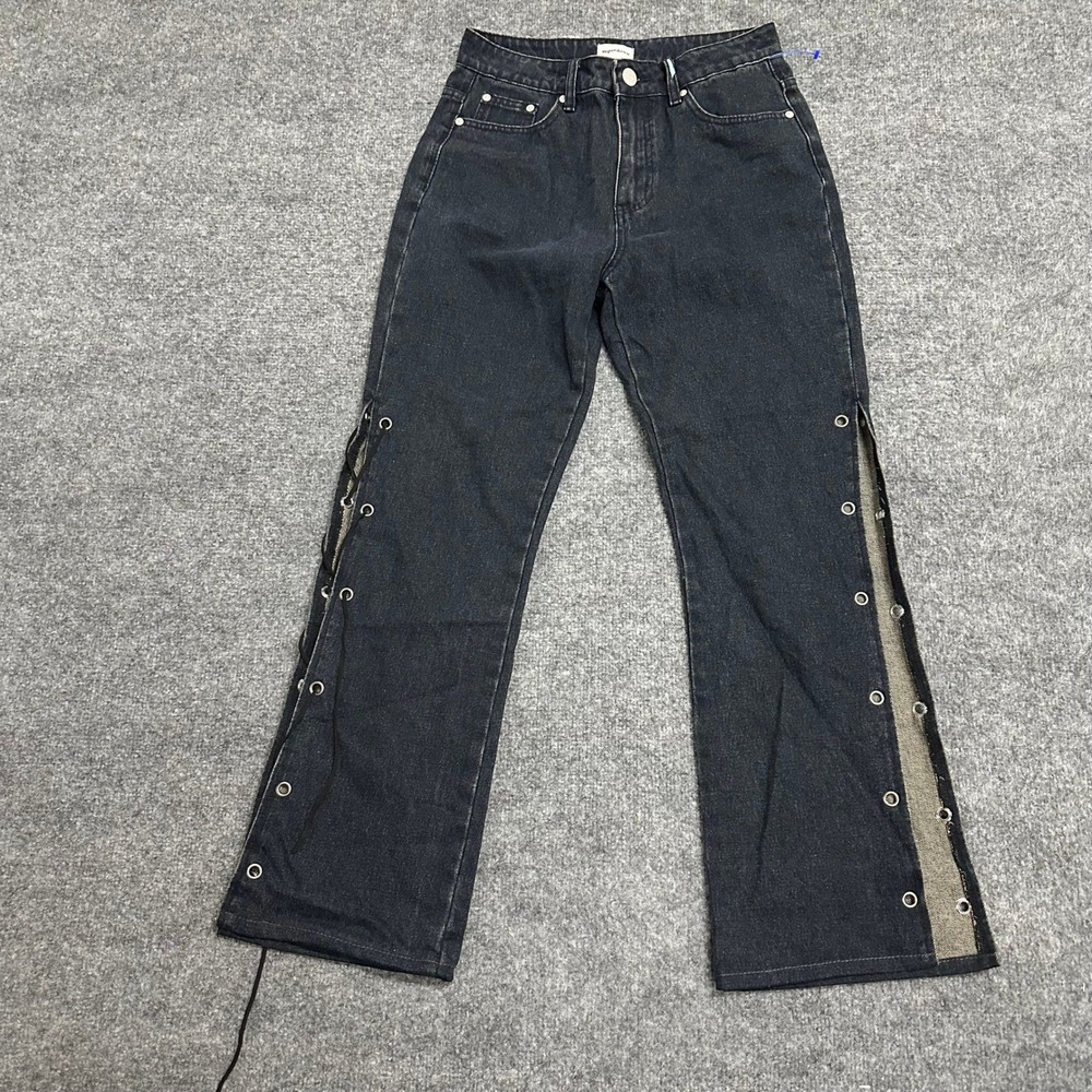Superdown Jeans Womens Size 28 Black Viscose Lace Up Side Straight Leg Pant